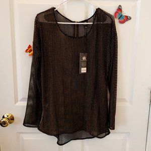 Rock And Republic -NEW- Shimmering Black & Gold Bathing Suit Cover-up, S